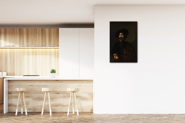 Top-Angebot Kunstdruck Stil von Rembrandt - Mann mit einem Stahl-Gorget Leinwand auf Keilrahmen gespannt