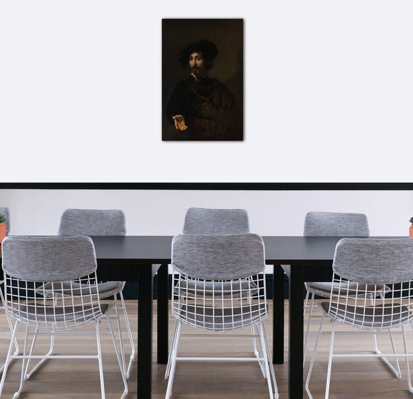 Top-Angebot Kunstdruck Stil von Rembrandt - Mann mit einem Stahl-Gorget Leinwand auf Keilrahmen gespannt