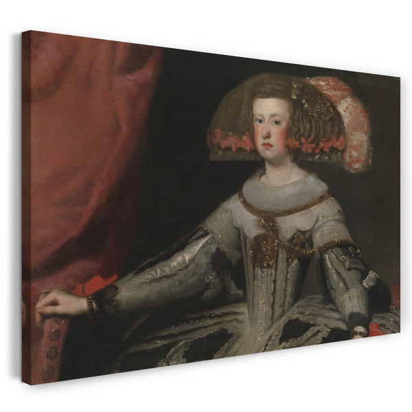 Top-Angebot Kunstdruck Werkstatt von Velázquez - Mariana von Österreich (1634-1696), Königin von Spanien Leinwand auf Keilrahmen gespannt