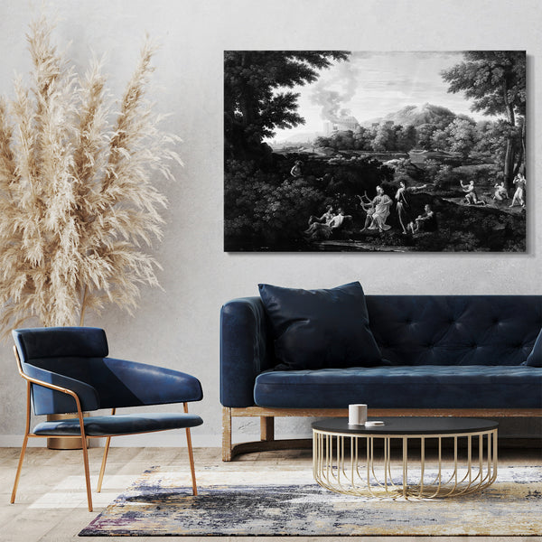 Top-Angebot Kunstdruck Stil von Nicolas Poussin - Orpheus und Eurydike Leinwand auf Keilrahmen gespannt