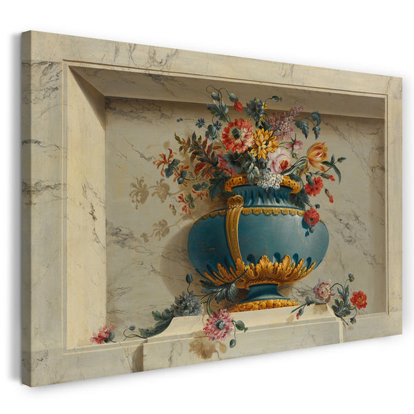 Top-Angebot Kunstdruck Michel Bruno Bellengé zugeschrieben - Vase mit Blumen in einer Nische Leinwand auf Keilrahmen gespannt