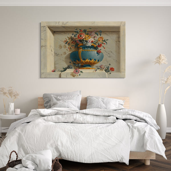 Top-Angebot Kunstdruck Michel Bruno Bellengé zugeschrieben - Vase mit Blumen in einer Nische Leinwand auf Keilrahmen gespannt