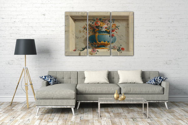 Top-Angebot Kunstdruck Michel Bruno Bellengé zugeschrieben - Vase mit Blumen in einer Nische Leinwand auf Keilrahmen gespannt