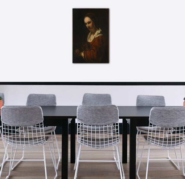Top-Angebot Kunstdruck Kopie nach Willem Drost - Junge Frau mit einer Perlenkette Leinwand auf Keilrahmen gespannt