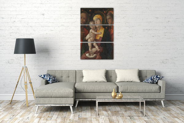 Top-Angebot Kunstdruck Andrea Mantegna - Die Heilige Familie mit der Heiligen Maria Magdalena Leinwand auf Keilrahmen gespannt