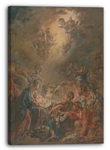 Top-Angebot Kunstdruck François Boucher - Die Anbetung der Hirten Leinwand auf Keilrahmen gespannt