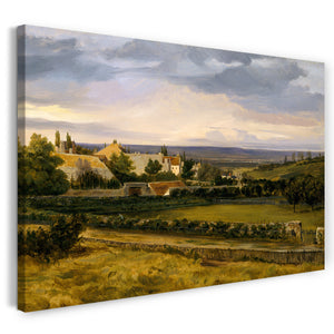 Top-Angebot Kunstdruck Théodore Rousseau - Ein Dorf in einem Tal Leinwand auf Keilrahmen gespannt