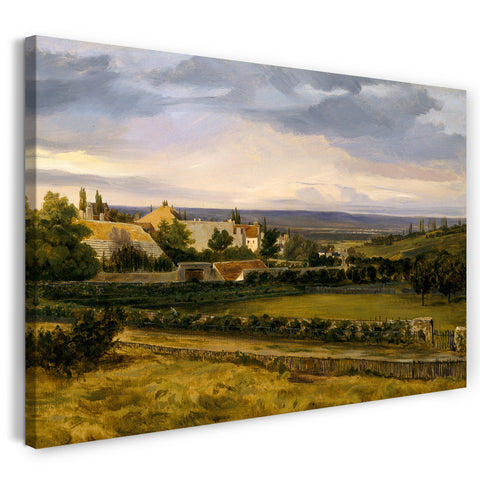 Top-Angebot Kunstdruck Théodore Rousseau - Ein Dorf in einem Tal Leinwand auf Keilrahmen gespannt