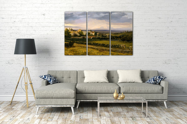 Top-Angebot Kunstdruck Théodore Rousseau - Ein Dorf in einem Tal Leinwand auf Keilrahmen gespannt