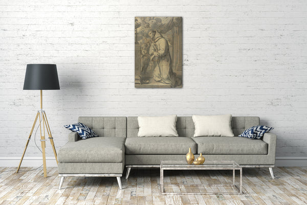 Top-Angebot Kunstdruck Claude François - St. Paschal Baylon Verehrung des Allerheiligsten Sakraments Leinwand auf Keilrahmen gespannt