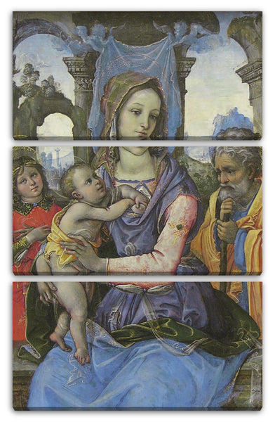 Leinwandbild Raffaellino del Garbo - Madonna und Kind mit Saint Joseph und ein Engel