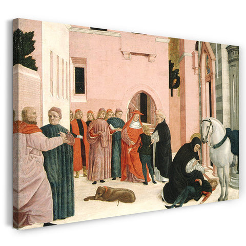 Top-Angebot Kunstdruck Bartolomeo degli Erri - Heiliger Dominikus, der Napoleon Orsini wiederbelebt Leinwand auf Keilrahmen gespannt