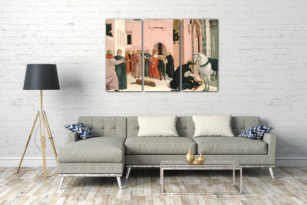 Top-Angebot Kunstdruck Bartolomeo degli Erri - Heiliger Dominikus, der Napoleon Orsini wiederbelebt Leinwand auf Keilrahmen gespannt