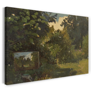 Top-Angebot Kunstdruck Anonym, Französisch, 19. Jahrhundert - Landschaft mit einer Staffelei Leinwand auf Keilrahmen gespannt