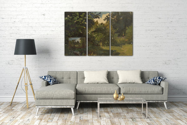 Top-Angebot Kunstdruck Anonym, Französisch, 19. Jahrhundert - Landschaft mit einer Staffelei Leinwand auf Keilrahmen gespannt