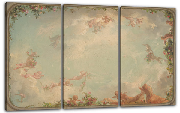 Leinwandbild Jules-Edmond-Charles Lachaise - Design für eine Decke mit Putten in Wolken und mit Rosen
