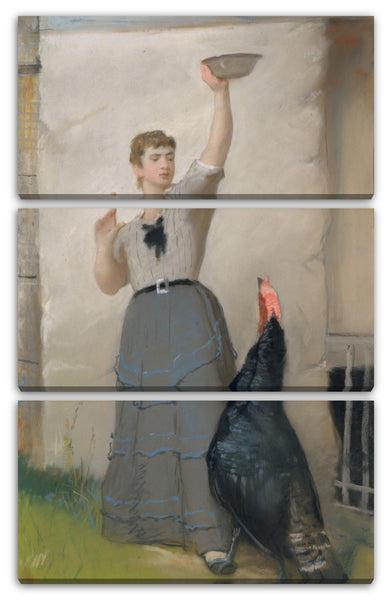 Leinwandbild Eastman Johnson - Fütterung des Truthahns