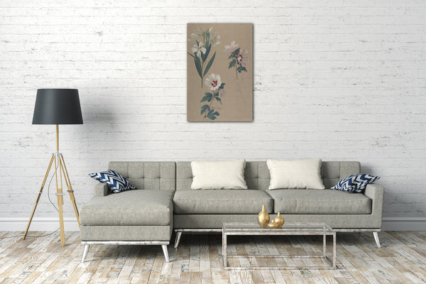Top-Angebot Kunstdruck Adolf Senff - Studie von Hibiskuspflanzen Leinwand auf Keilrahmen gespannt