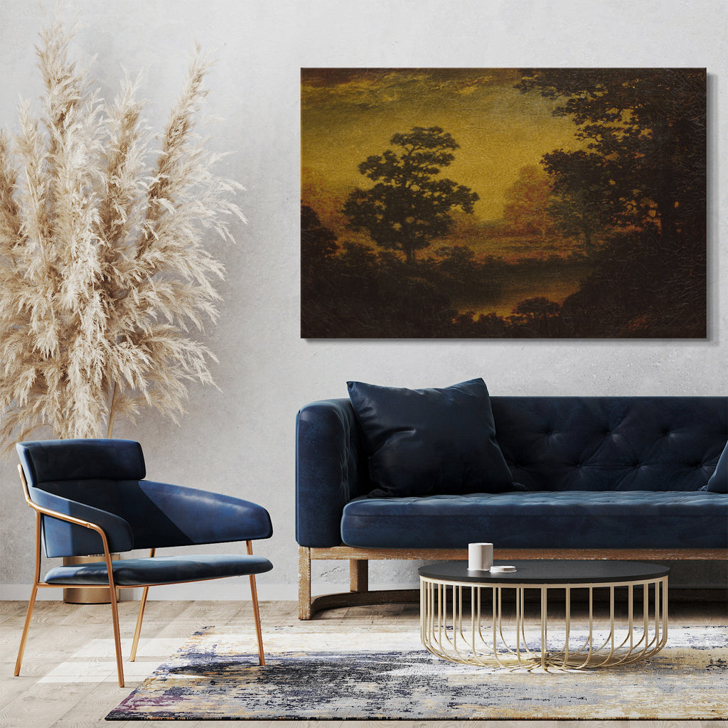 Top-Angebot Kunstdruck Ehemals Ralph Albert Blakelock zugeschrieben - Wald Vista Leinwand auf Keilrahmen gespannt
