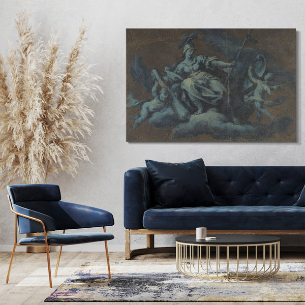 Top-Angebot Kunstdruck Anonym, Italienisch, erste Hälfte des 18. Jahrhunderts - Allegorische Figur der Kraft Leinwand auf Keilrahmen gespannt