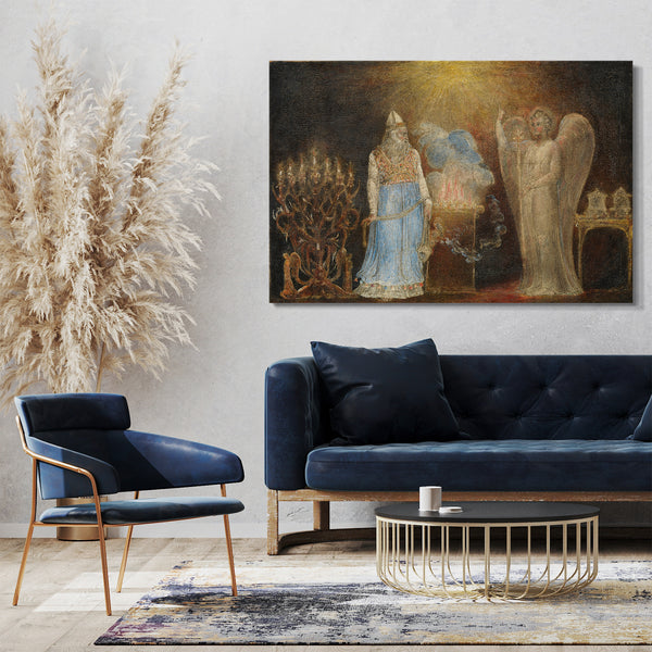 Top-Angebot Kunstdruck William Blake - Der Engel erscheint Zacharias Leinwand auf Keilrahmen gespannt