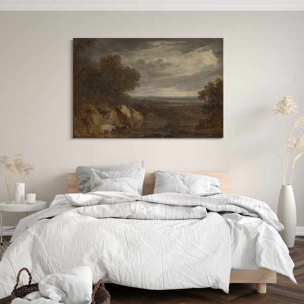 Top-Angebot Kunstdruck Benjamin Barker, der Jüngere - Eine bewaldete Flusslandschaft mit Vieh Leinwand auf Keilrahmen gespannt