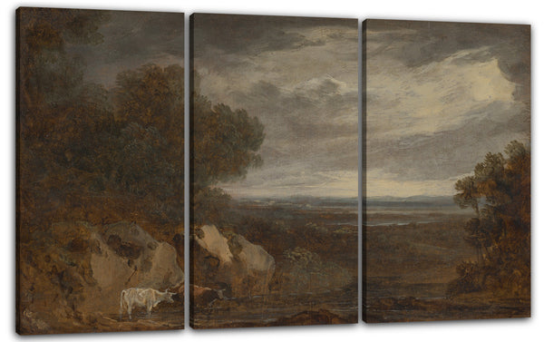 Leinwandbild Benjamin Barker, der Jüngere - Eine bewaldete Flusslandschaft mit Vieh