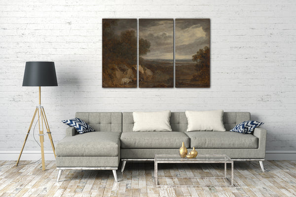 Top-Angebot Kunstdruck Benjamin Barker, der Jüngere - Eine bewaldete Flusslandschaft mit Vieh Leinwand auf Keilrahmen gespannt