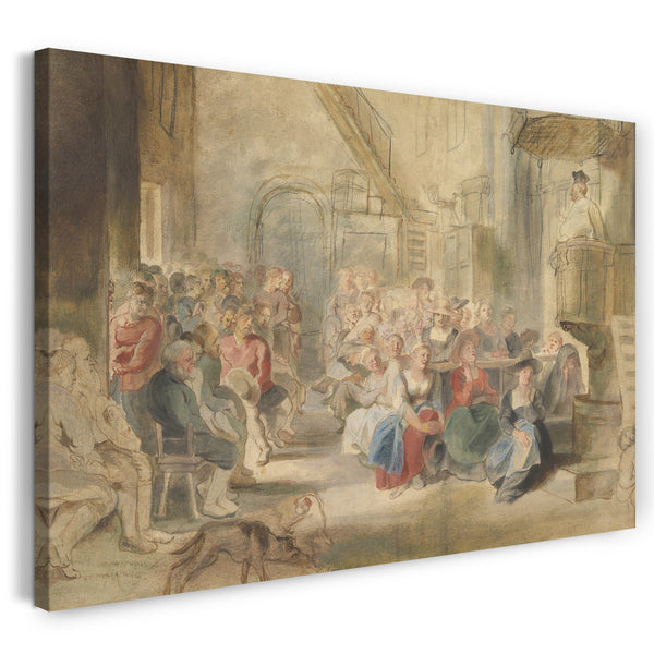 Top-Angebot Kunstdruck Peter Paul Rubens - Eine Predigt in einer Dorfkirche Leinwand auf Keilrahmen gespannt