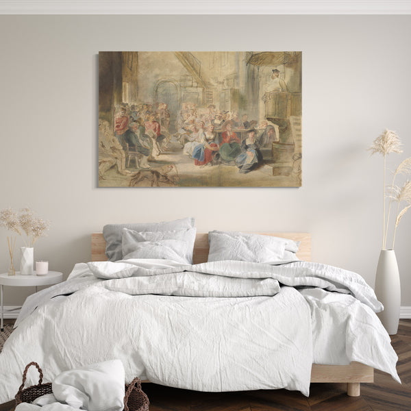 Top-Angebot Kunstdruck Peter Paul Rubens - Eine Predigt in einer Dorfkirche Leinwand auf Keilrahmen gespannt
