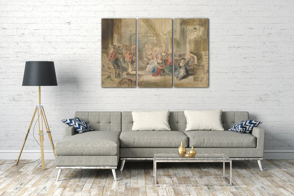 Top-Angebot Kunstdruck Peter Paul Rubens - Eine Predigt in einer Dorfkirche Leinwand auf Keilrahmen gespannt