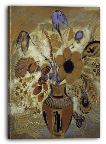 Top-Angebot Kunstdruck Odilon Redon - Etruskische Vase mit Blumen Leinwand auf Keilrahmen gespannt