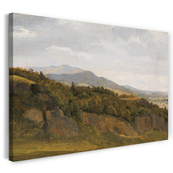 Top-Angebot Kunstdruck Fritz Petzholdt - Deutsche Landschaft mit Blick auf ein breites Tal Leinwand auf Keilrahmen gespannt