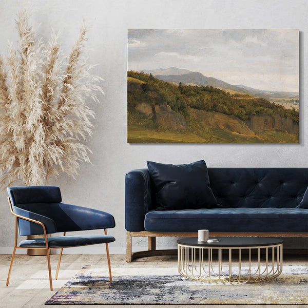 Top-Angebot Kunstdruck Fritz Petzholdt - Deutsche Landschaft mit Blick auf ein breites Tal Leinwand auf Keilrahmen gespannt
