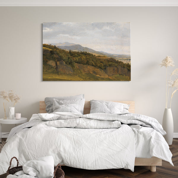 Top-Angebot Kunstdruck Fritz Petzholdt - Deutsche Landschaft mit Blick auf ein breites Tal Leinwand auf Keilrahmen gespannt