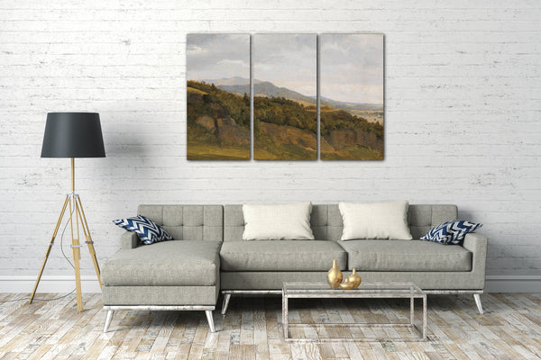 Top-Angebot Kunstdruck Fritz Petzholdt - Deutsche Landschaft mit Blick auf ein breites Tal Leinwand auf Keilrahmen gespannt