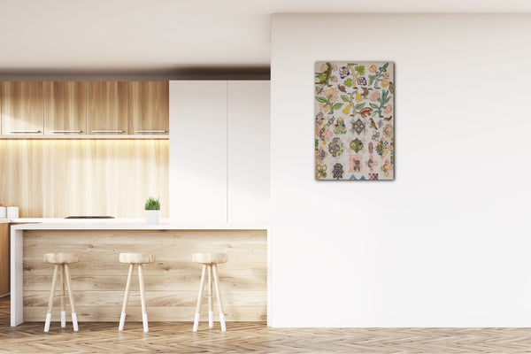 Top-Angebot Kunstdruck Mitte des 17. Jahrhunderts - Muster aus einem Stickmustertuch Leinwand auf Keilrahmen gespannt