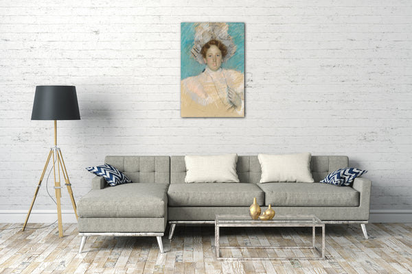 Top-Angebot Kunstdruck Mary Cassatt - Adaline Havemeyer in einem weißen Hut Leinwand auf Keilrahmen gespannt