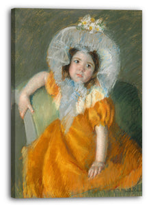 Top-Angebot Kunstdruck Mary Cassatt - Margot im orangefarbenen Kleid Leinwand auf Keilrahmen gespannt