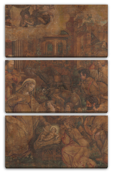 Leinwandbild Anonymous, Netherlandish, 16. Jahrhundert - Die Anbetung der Hirten (Cartoon)