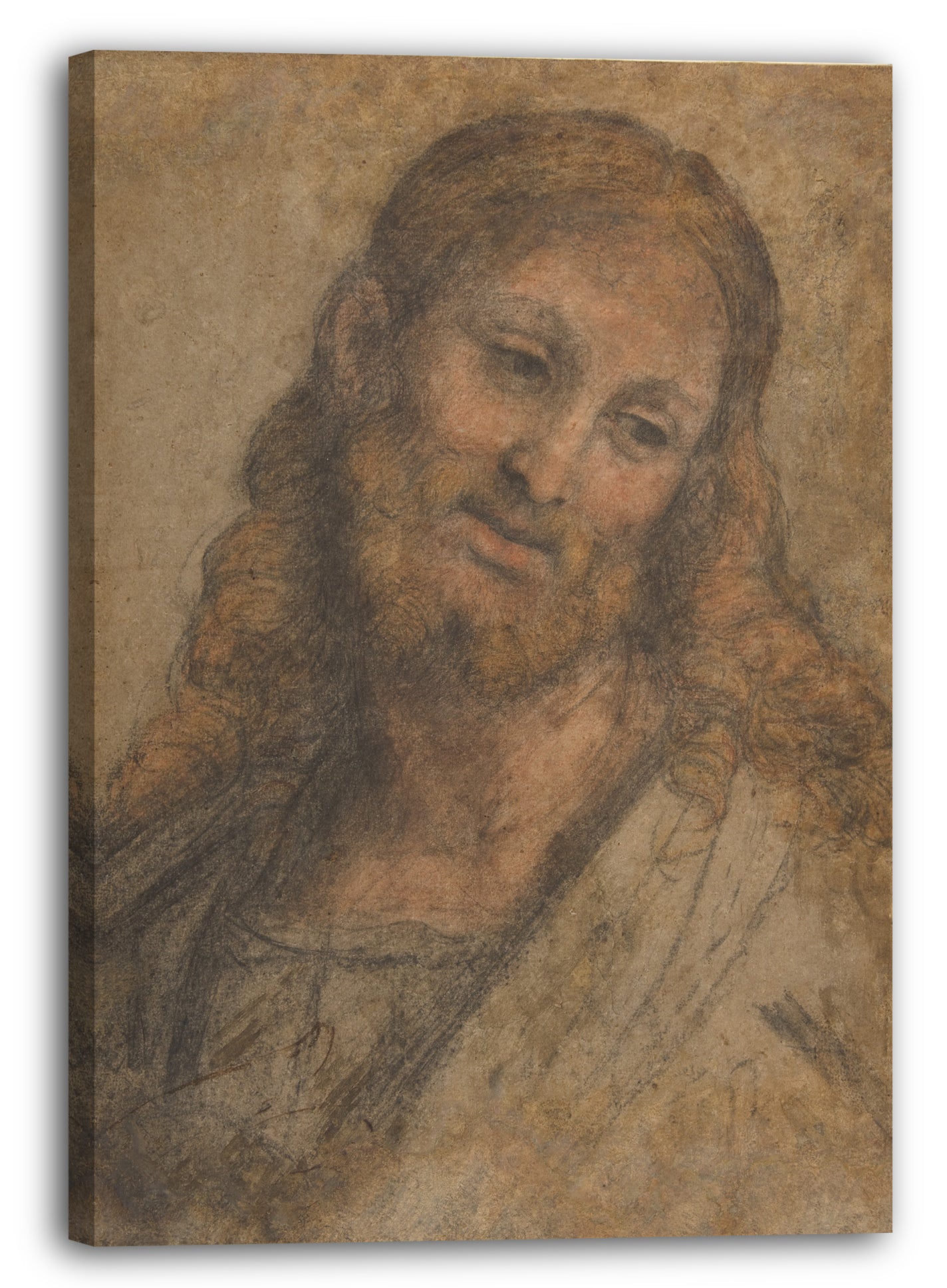 Top-Angebot Kunstdruck Andrea Solario - Büste einer bärtigen Figur. Leinwand auf Keilrahmen gespannt