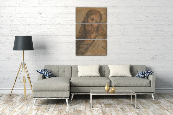 Top-Angebot Kunstdruck Andrea Solario - Büste einer bärtigen Figur. Leinwand auf Keilrahmen gespannt