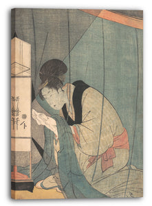 Top-Angebot Kunstdruck Kitagawa Utamaro - Frau liest einen Brief beim Licht einer Öllampe Leinwand auf Keilrahmen gespannt