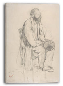 Top-Angebot Kunstdruck Edgar Degas - Édouard Manet, sitzend, hält seinen Hut Leinwand auf Keilrahmen gespannt