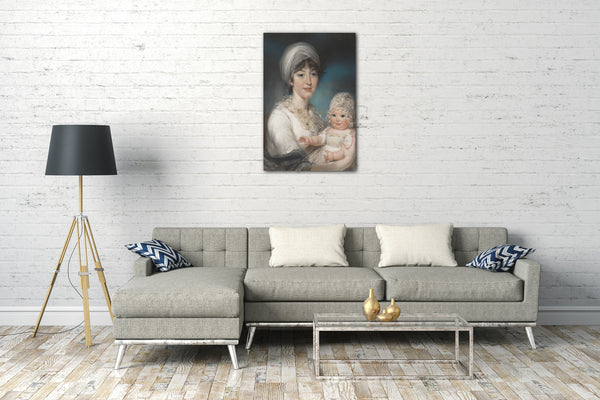 Top-Angebot Kunstdruck John Russell - Mrs. Robert Shurlock (Henrietta Ann Jane Russell, 1775-1849) und ihre Tochter Ann Leinwand auf Keilrahmen gespannt