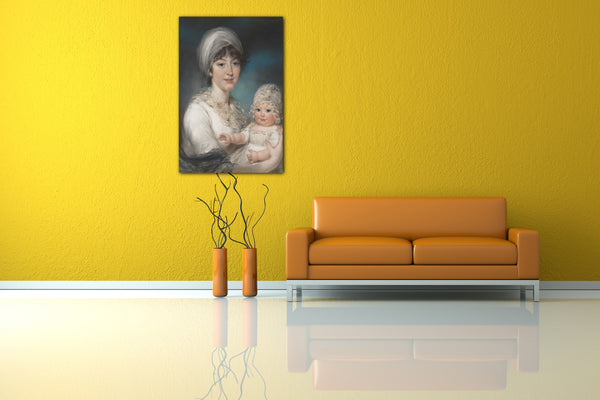 Top-Angebot Kunstdruck John Russell - Mrs. Robert Shurlock (Henrietta Ann Jane Russell, 1775-1849) und ihre Tochter Ann Leinwand auf Keilrahmen gespannt