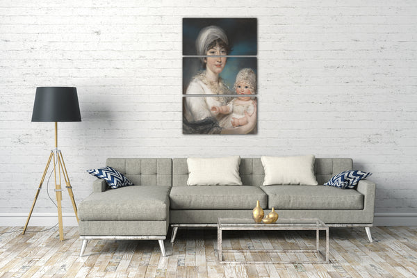 Top-Angebot Kunstdruck John Russell - Mrs. Robert Shurlock (Henrietta Ann Jane Russell, 1775-1849) und ihre Tochter Ann Leinwand auf Keilrahmen gespannt