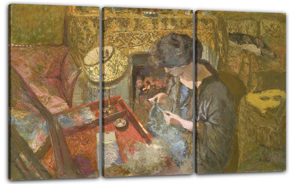 Leinwandbild Edouard Vuillard - Der kleine Salon: Frau Hessel an ihrem Nähtisch