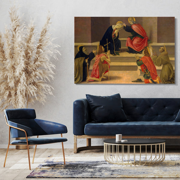 Top-Angebot Kunstdruck Anhänger von Botticelli - Die Krönung der Jungfrau Leinwand auf Keilrahmen gespannt