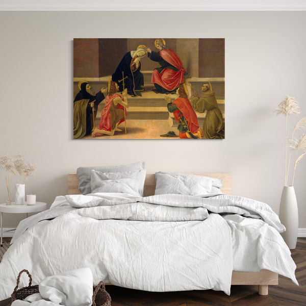 Top-Angebot Kunstdruck Anhänger von Botticelli - Die Krönung der Jungfrau Leinwand auf Keilrahmen gespannt